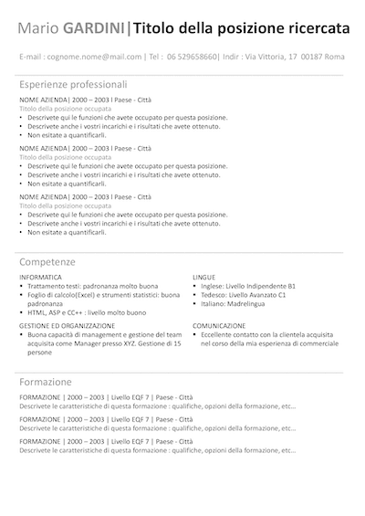 Modello di CV Elegante